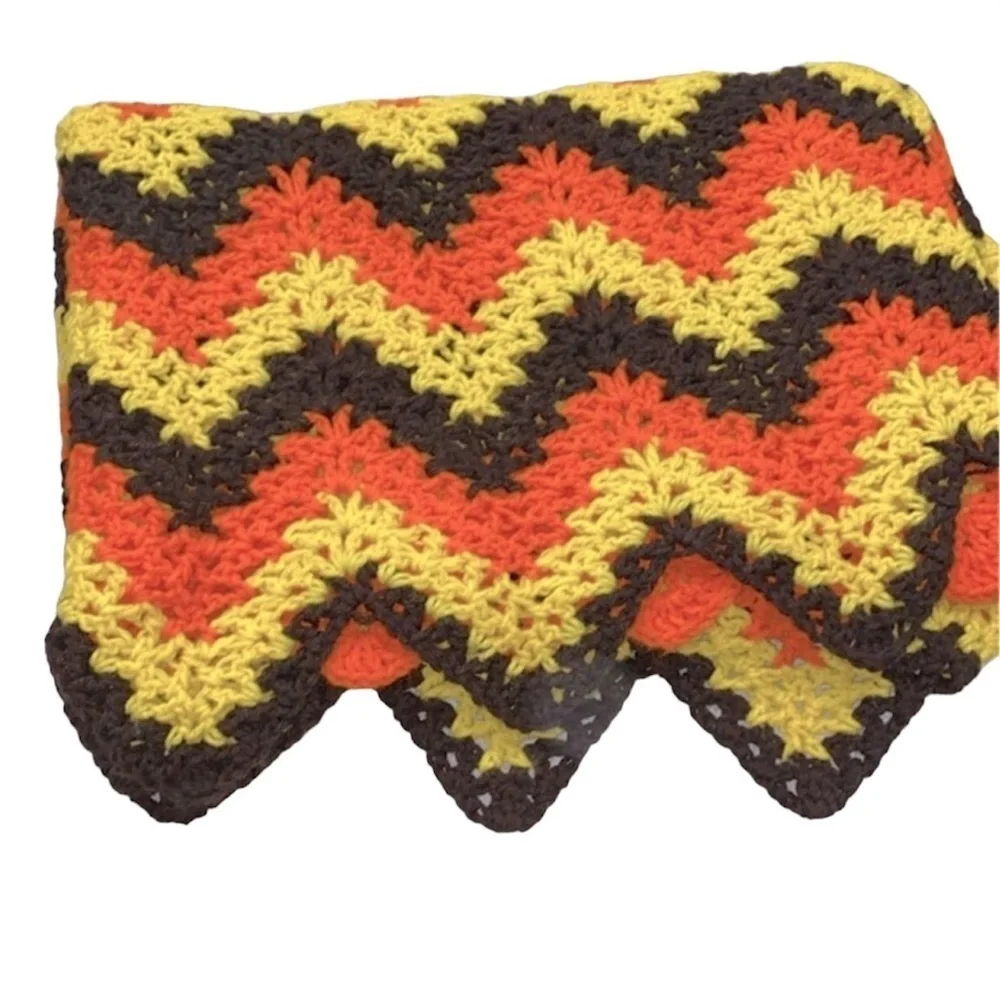 Vintage crochet knit blanket throw